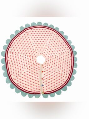French Knot Wool Holiday Tree Skirt. 100% Wool. New